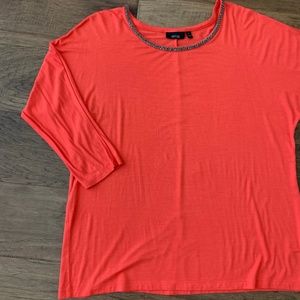 Apt. 9 Orange Dolman Sleeve Beaded Neck Top Dressy Office Casual Women's…